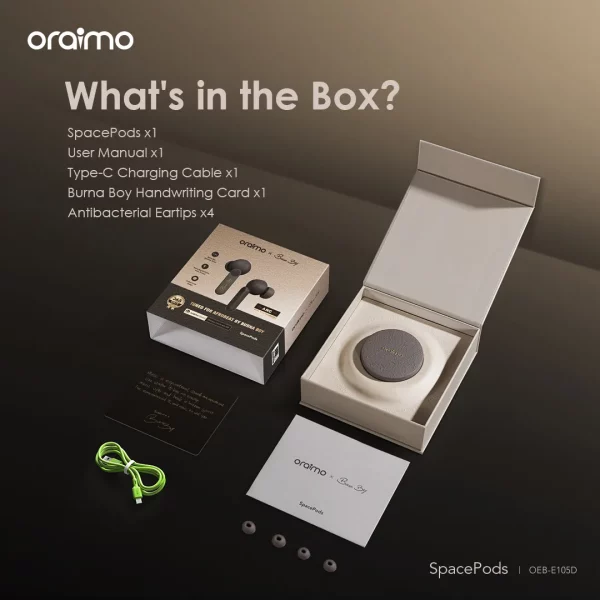 oraimo SpacePods x Burna Boy ANC True Wireless Earbuds - Image 2