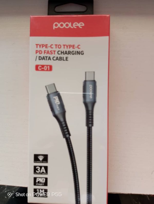 POOLEE TYPE-C TO TYPE-C PD FAST CHARGING/DATA CABLE